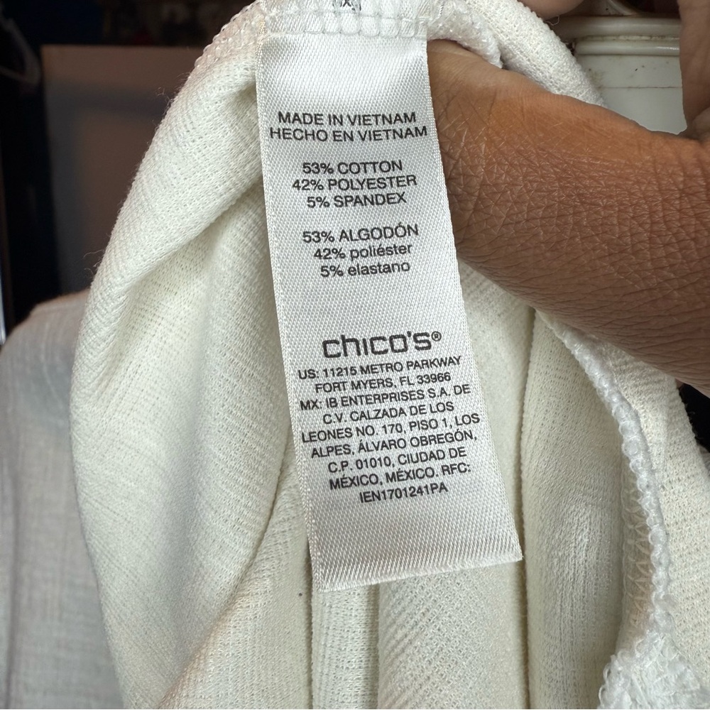 Chico's size 3 Cream Long Sleeve’s Cowl Neck Blouse - Picture 3 of 5